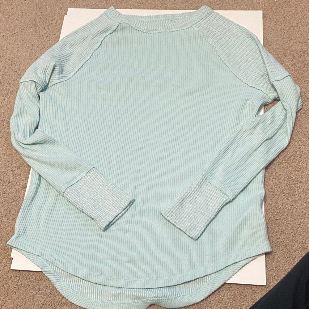 SO Women's Light Blue Ribbed Sweatshirt